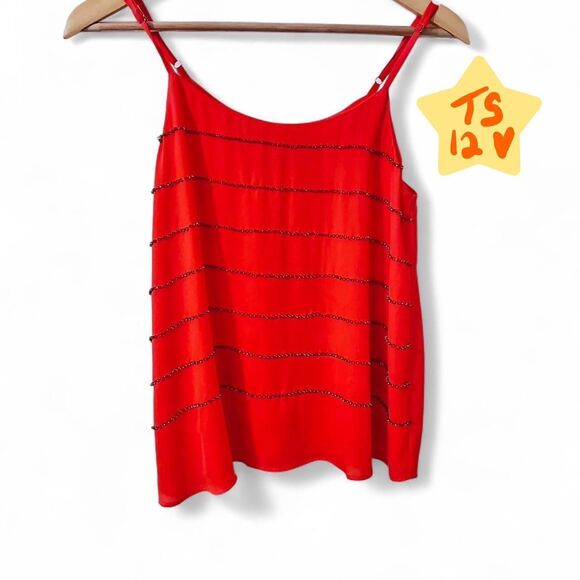 Bright Orange Sam Edelman Tank with Orange Rhinestone Embellishment Size Small - Picture 1 of 3